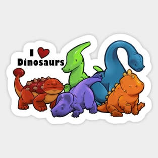 I ♥ Dinosaurs (landscape vers; gray) Sticker